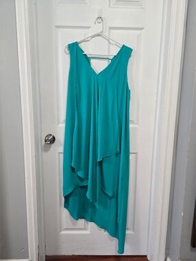 RW&CO. Teal Sleeveless Asymmetric Layered Dress. Size L